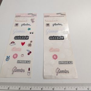 GLOSSIER STICKERS pair of 2 long sheets, some stickers removed, see photos